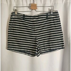 Ann Taylor Loft Shorts Womens Size 10 4" Gray White Stripe Chino Classic